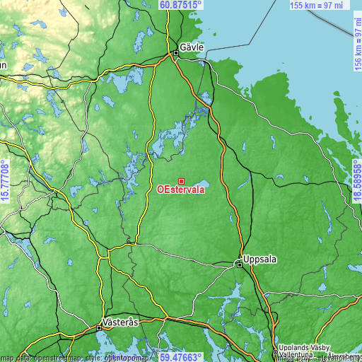 Topographic map of Östervåla