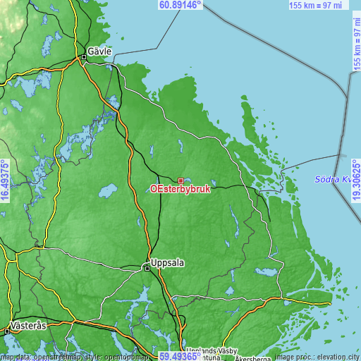 Topographic map of Österbybruk