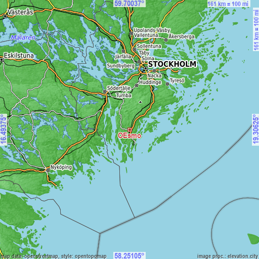 Topographic map of Ösmo
