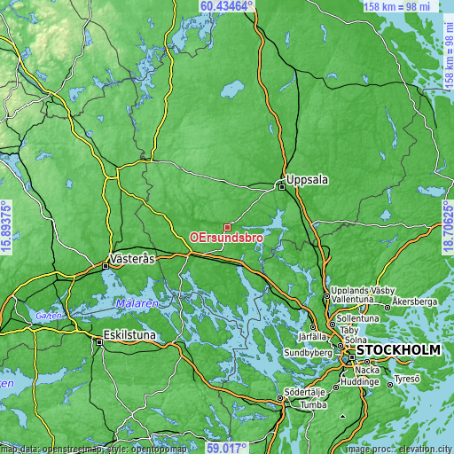 Topographic map of Örsundsbro