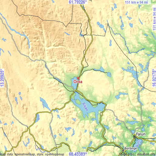 Topographic map of Orsa
