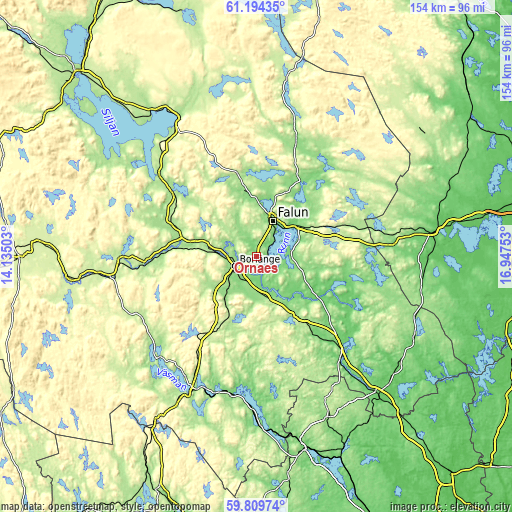 Topographic map of Ornäs