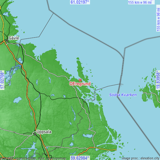 Topographic map of Öregrund