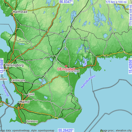 Topographic map of Önnestad