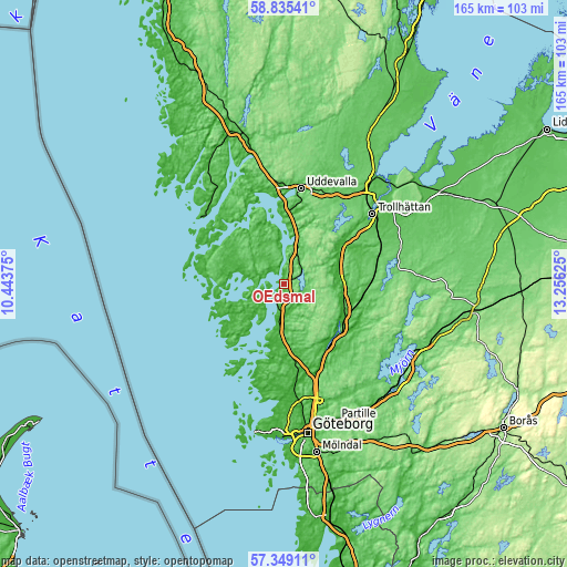 Topographic map of Ödsmål