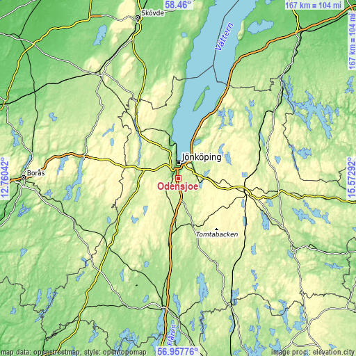 Topographic map of Odensjö