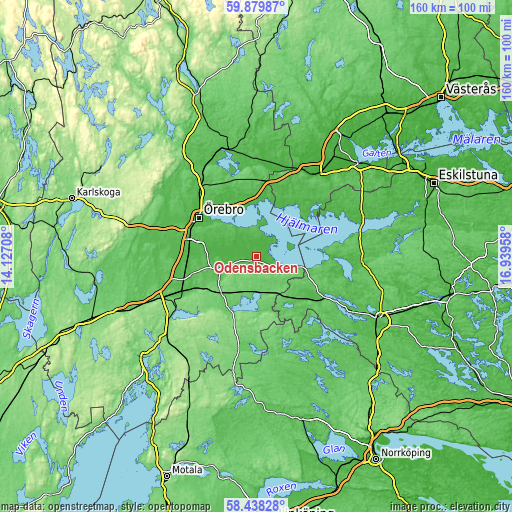 Topographic map of Odensbacken