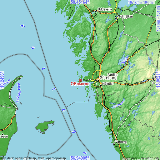 Topographic map of Öckerö