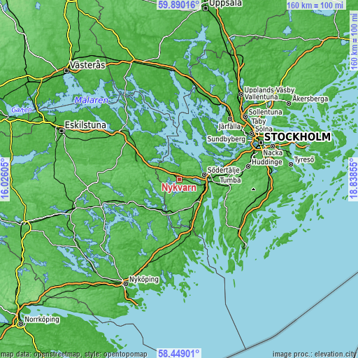 Topographic map of Nykvarn