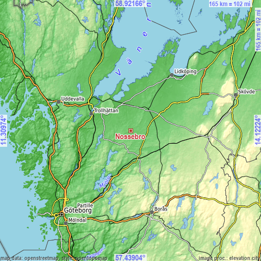 Topographic map of Nossebro