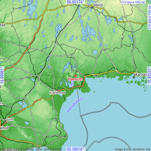 Topographic map of Näsum