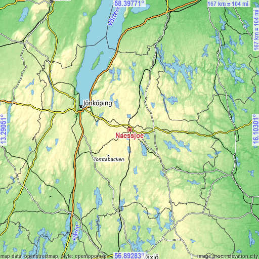 Topographic map of Nässjö