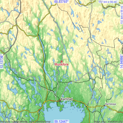 Topographic map of Munkfors