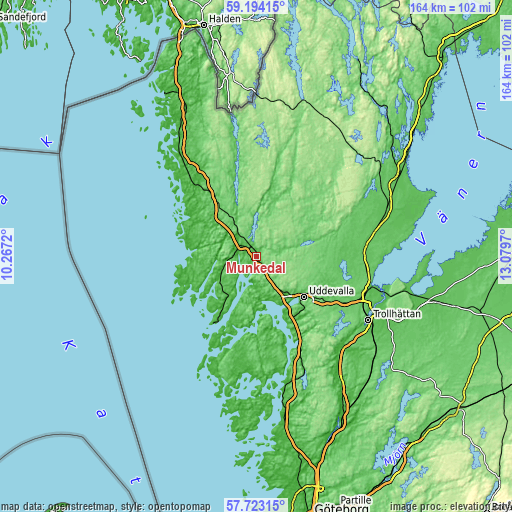 Topographic map of Munkedal