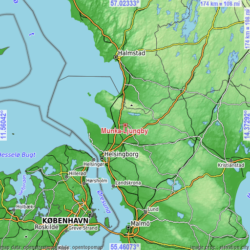 Topographic map of Munka-Ljungby