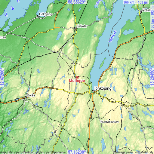 Topographic map of Mullsjö