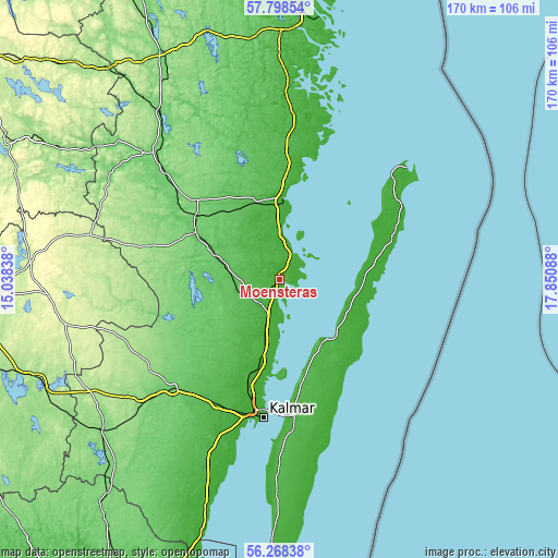 Topographic map of Mönsterås