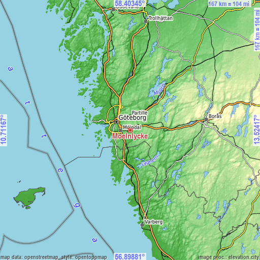 Topographic map of Mölnlycke