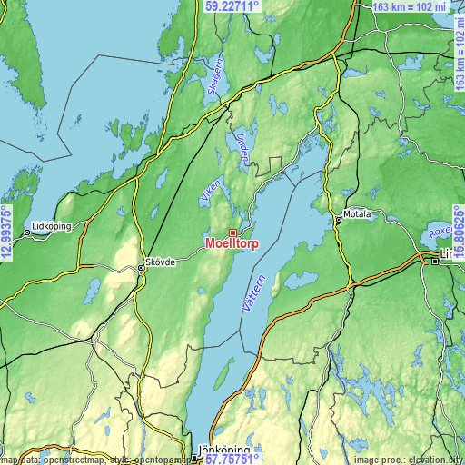 Topographic map of Mölltorp