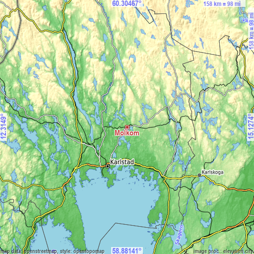 Topographic map of Molkom