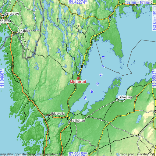 Topographic map of Mellerud