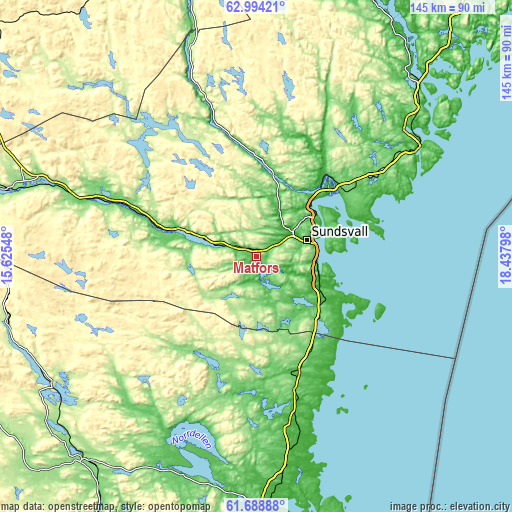 Topographic map of Matfors