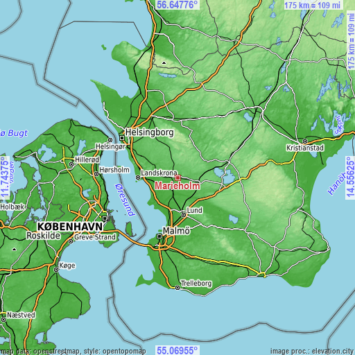 Topographic map of Marieholm