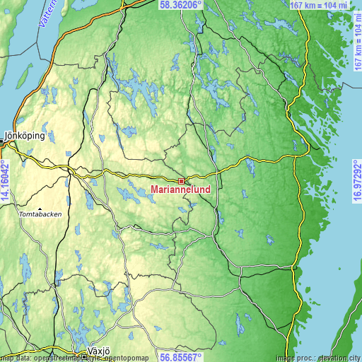 Topographic map of Mariannelund