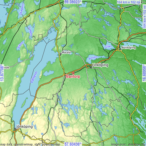 Topographic map of Mantorp