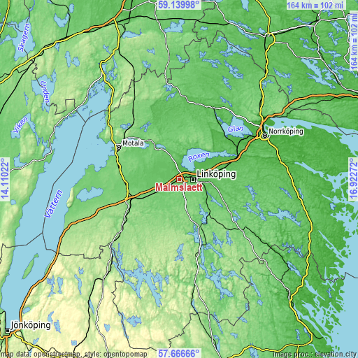 Topographic map of Malmslätt