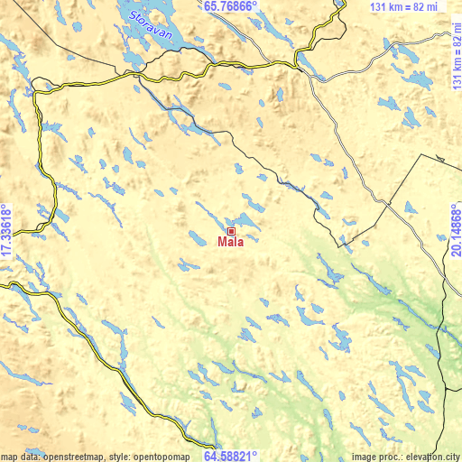 Topographic map of Malå