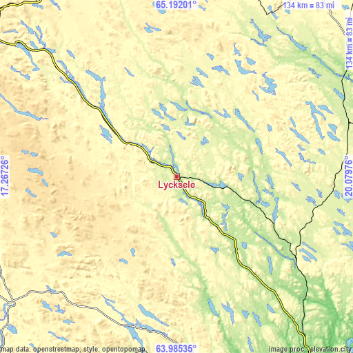 Topographic map of Lycksele