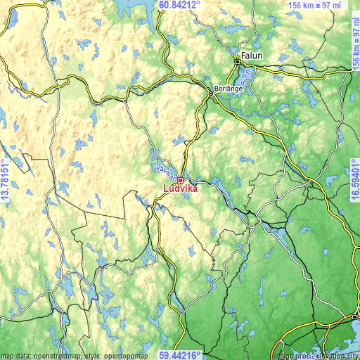 Topographic map of Ludvika