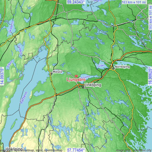 Topographic map of Ljungsbro