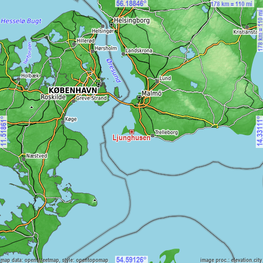 Topographic map of Ljunghusen