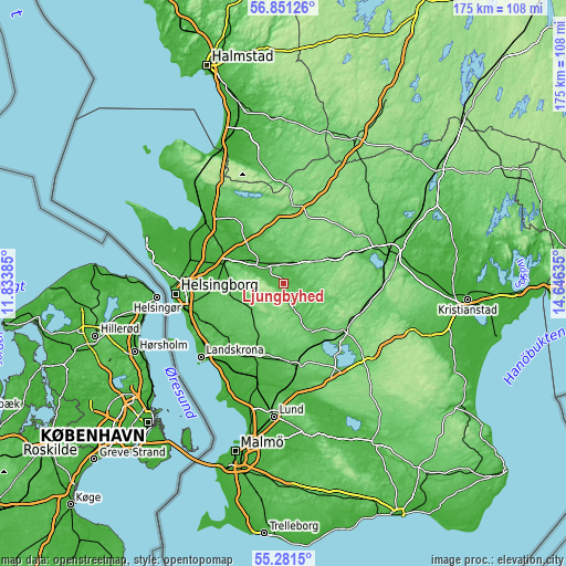 Topographic map of Ljungbyhed