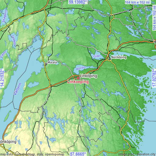 Topographic map of Linköping