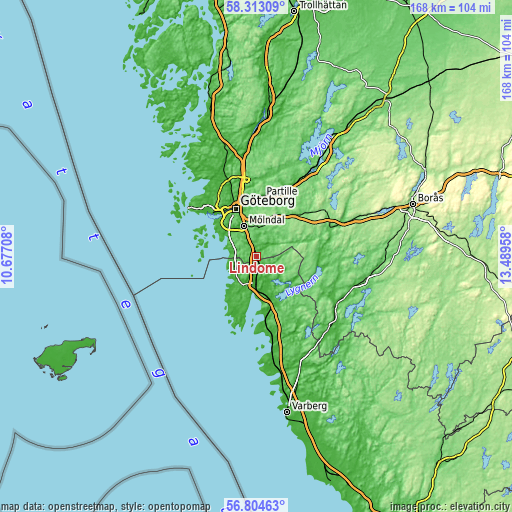 Topographic map of Lindome