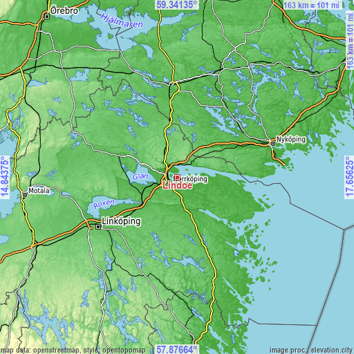 Topographic map of Lindö