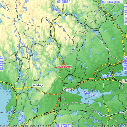 Topographic map of Lindesberg