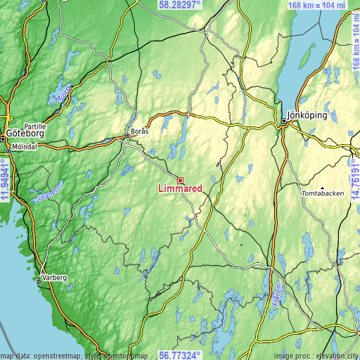 Topographic map of Limmared