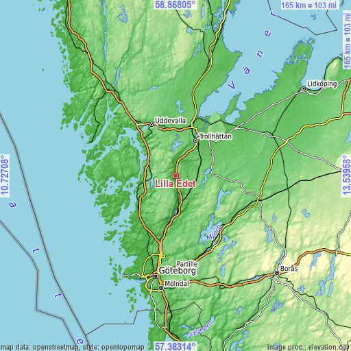 Topographic map of Lilla Edet