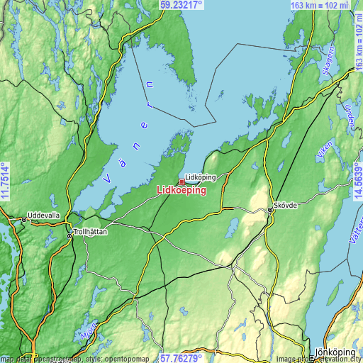 Topographic map of Lidköping