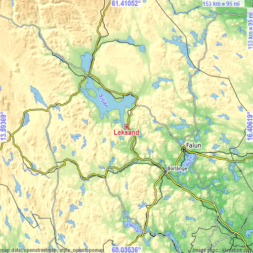 Topographic map of Leksand