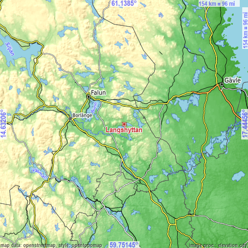 Topographic map of Långshyttan