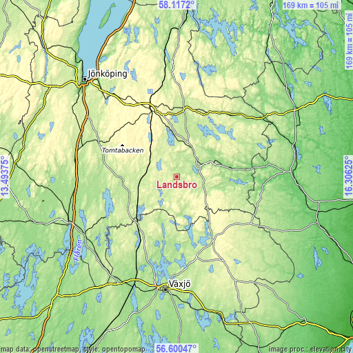 Topographic map of Landsbro