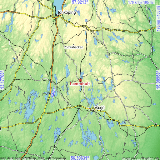 Topographic map of Lammhult