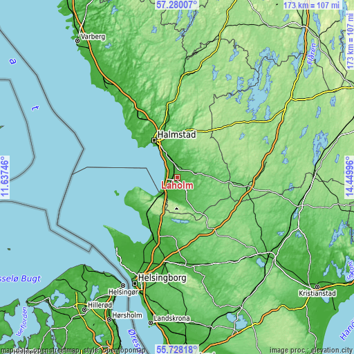 Topographic map of Laholm