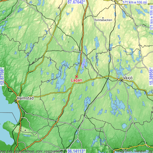 Topographic map of Lagan