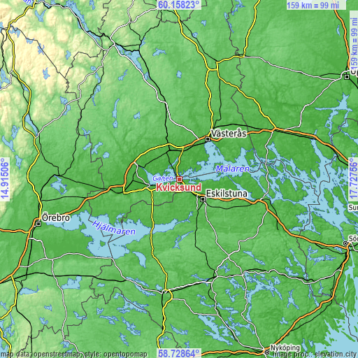 Topographic map of Kvicksund